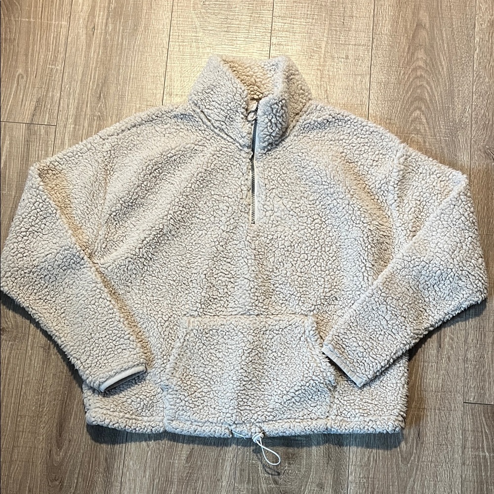 SO Women’s Soft Cream Sherpa Pullover Quarter Zip Size XL